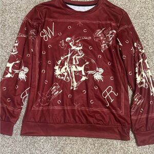Western print pullover sweater
